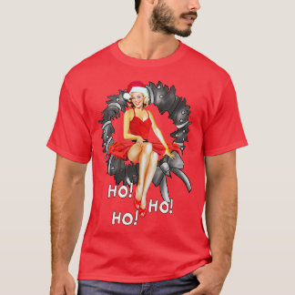 Pin up Girl Mother Claus Merry Christmas 2 T-Shirt