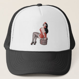Pin Up Girl on Tires Trucker Hat