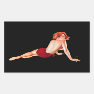 Pin-up Girl, Red Passion (sticker) Rectangular Sticker