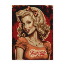 Pin-Up Girl Retro Postcard - Vintage Style
