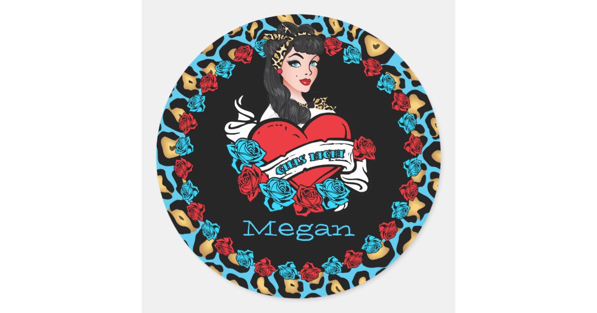 Pin-up Girl, Rock-a-Billy, Party Stickers | Zazzle