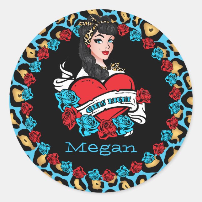 Pin-up Girl, Rock-a-Billy, Party Stickers (Front)