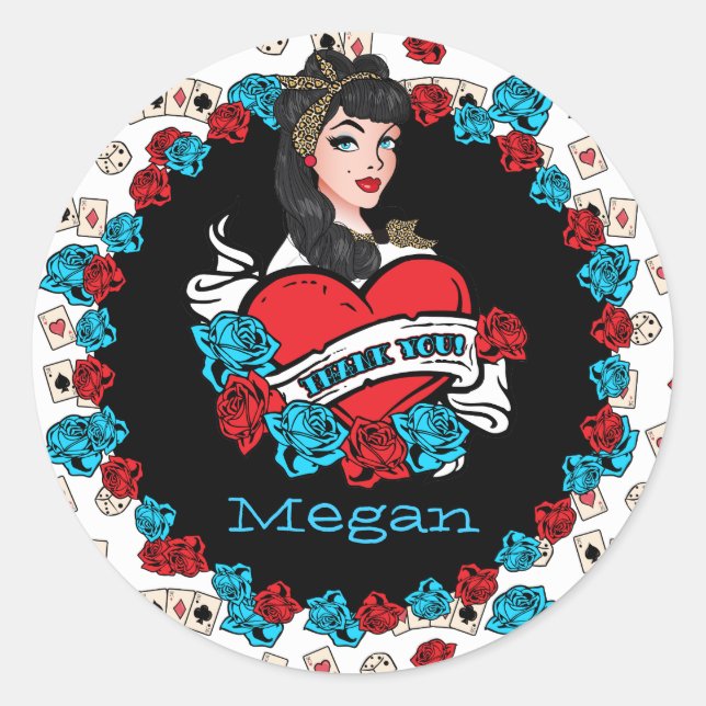 Pin-up Girl, Rock-a-Billy, Thank you Stickers (Front)