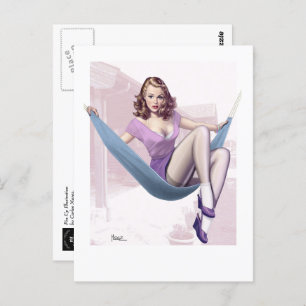 Pin-Up Girl with Urban Background  Postcard