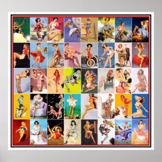 Pin up Girls Art Vintage Retro Print Collage 2