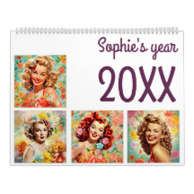 Pin up girls retro new year