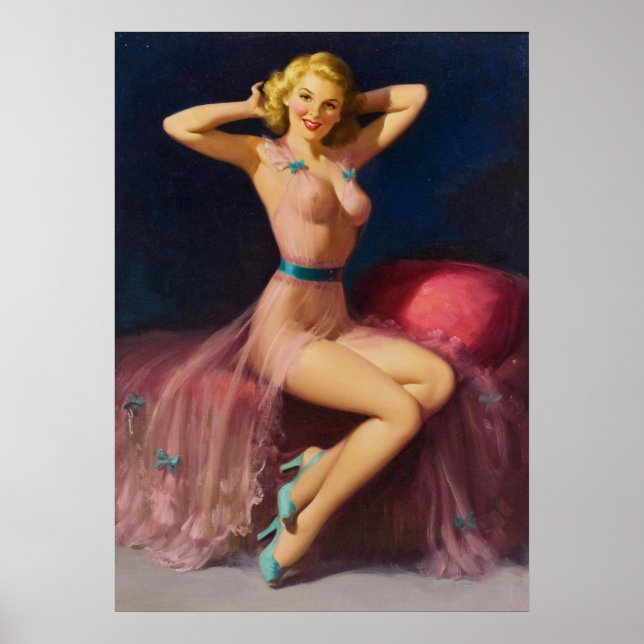 Pin-Up in Pink Pretty Woman Art Poster (Front)