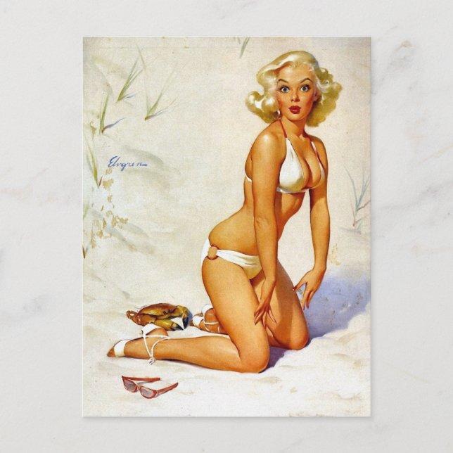 Pin-Up on the Beach Postcard (Front)