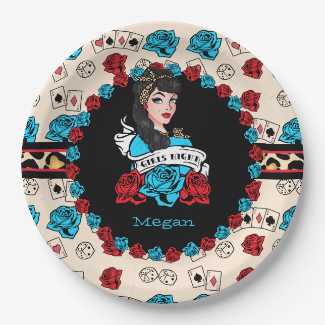 Pin-up, Rock-A-Billy Paper Plate (Front)