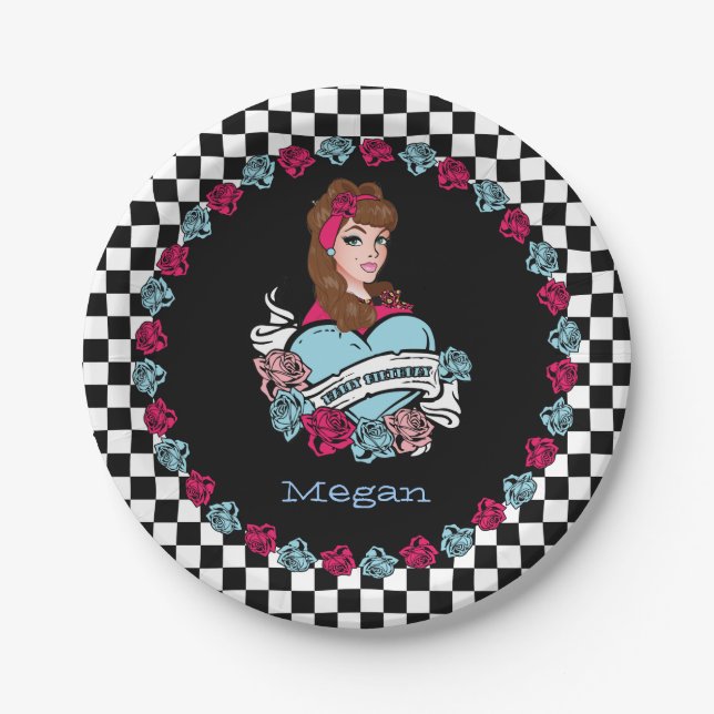 Pin-up, Rock-A-Billy Paper Plate (Front)