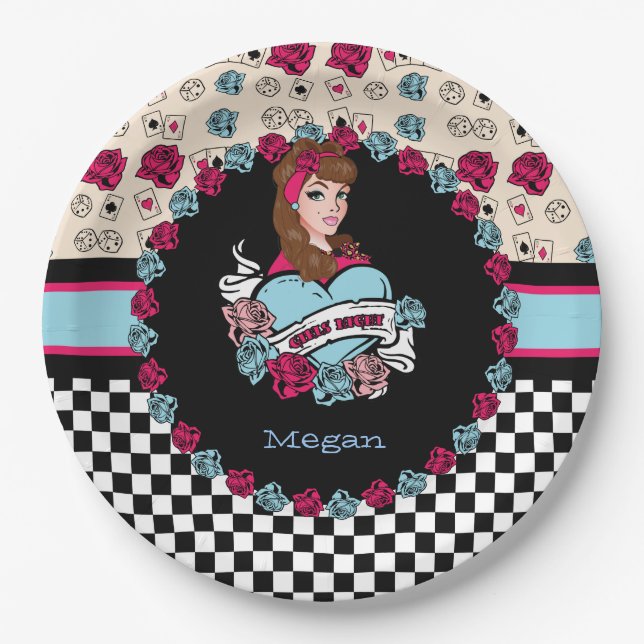 Pin-up, Rock-A-Billy Paper Plate (Front)