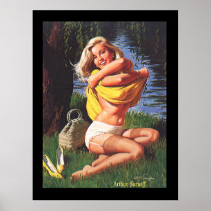 Pin-Up Surfing Girl 2 Vintage poster