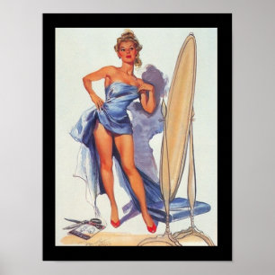 Pin-Up Surfing Girl Vintage poster