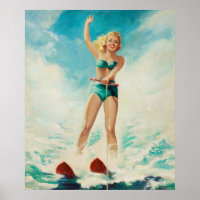 Pin-Up Water Skiing Art