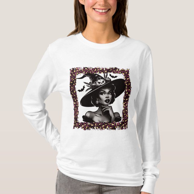 Pin-up Witch Halloween T-Shirt (Front)