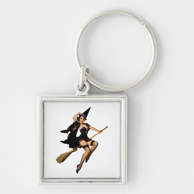 Pin-Up Witch Key Ring (Front)