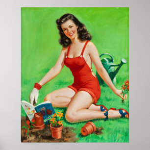 Pin-Up Women in the Garden Poster