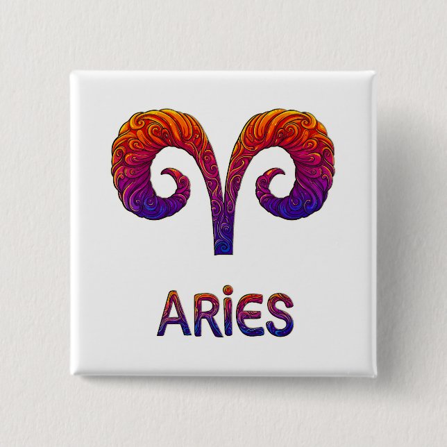 Pin Vibrant Colorful Aries Zodiac Square  (Front)