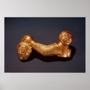 Pin with a warrior holding a head poster