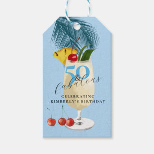 Pina Colada Cherry Cocktail 50th Birthday Party Gift Tags