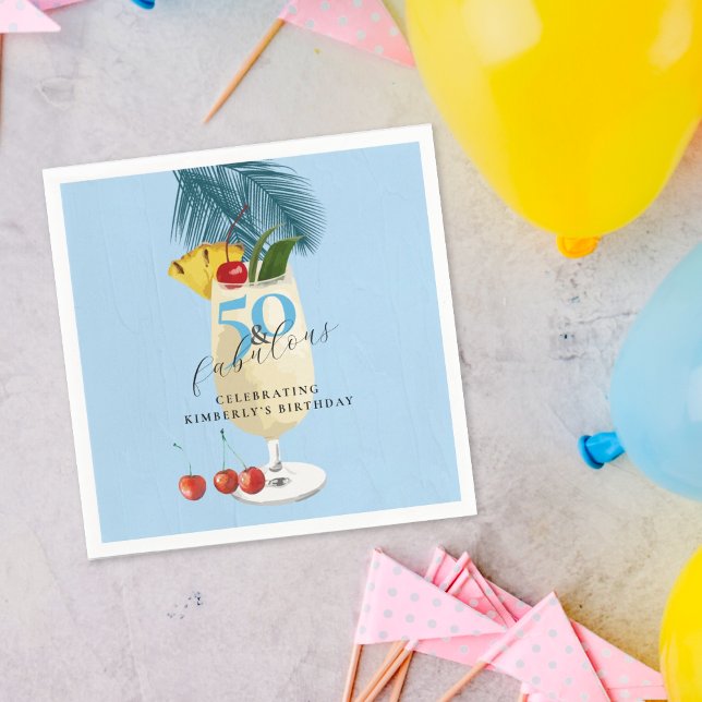 Pina Colada Cherry Cocktail 50th Birthday Party Napkin (Creator Uploaded)