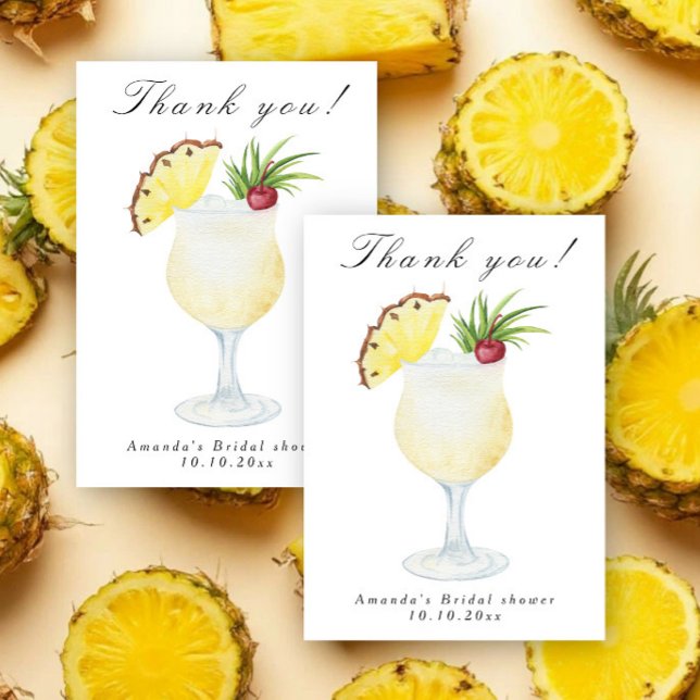 Pina Colada Cocktail Bridal Shower Thank You Card (Creator Uploaded)