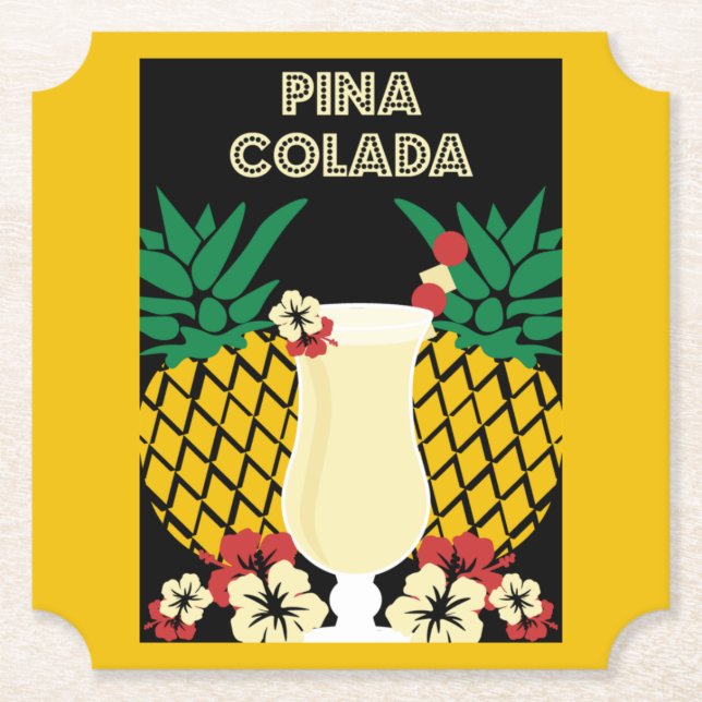 Piña Colada Cocktail Drink   Paper Coaster (Front)