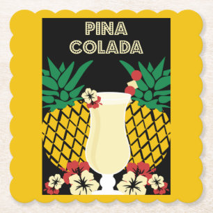 Piña Colada Cocktail Drink Paper Coaster