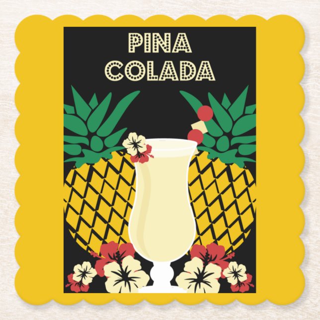 Piña Colada Cocktail Drink   Paper Coaster (Front)
