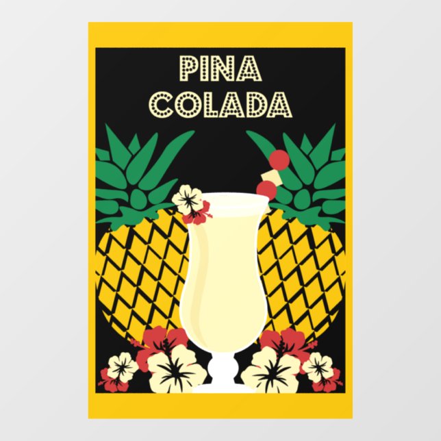 Piña Colada Cocktail Drink   Window Cling (Sheet)