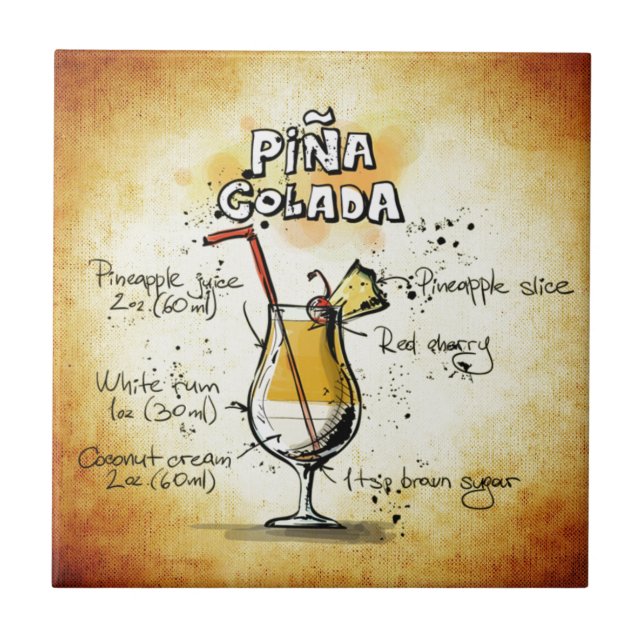 Pina Colada Cocktail Recipe Tile (Front)