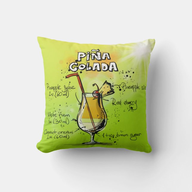Pina Colada Cocktails Recipe Cushion (Front)