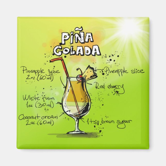 Pina Colada Cocktails Recipe Magnet (Front)