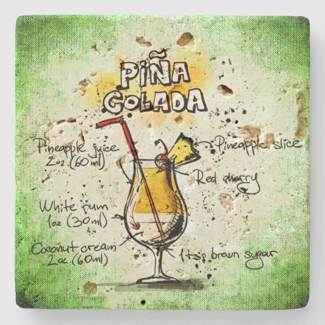 Pina Colada Drink Recipe Stone Coaster (Front)