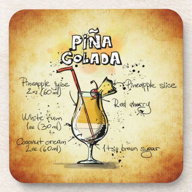 Pina Colada Drink Recipe Stylish & Trendy Coaster (Front)