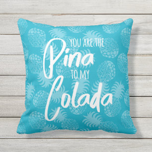 Pina Colada Hawaiian Pineapple Teal Reversible Cushion