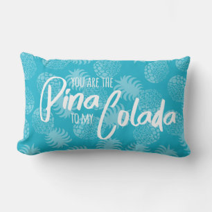 Pina Colada Hawaiian Pineapple Teal Reversible Lumbar Cushion