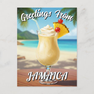 Pina Colada Jamaica Beach Travel Postcard