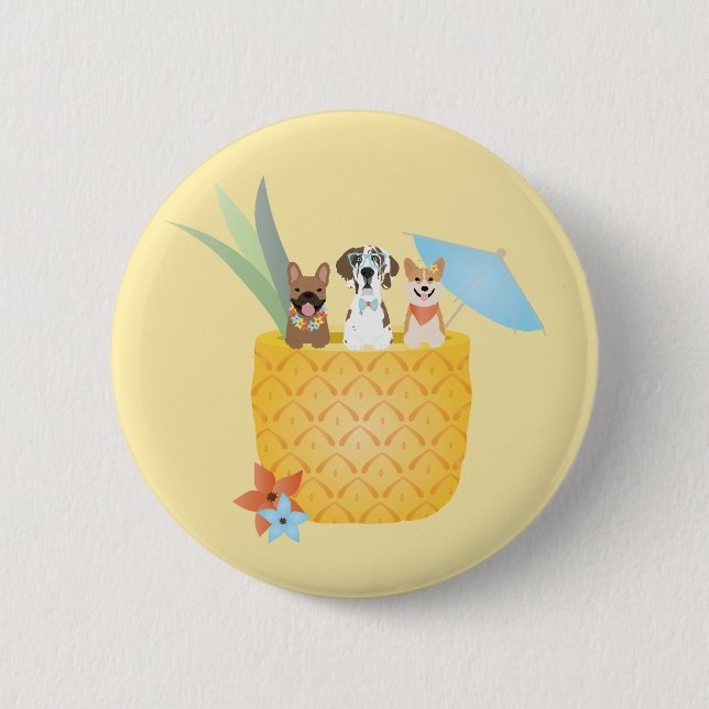 Pina Colada Pineapple Dogs 6 Cm Round Badge (Front)