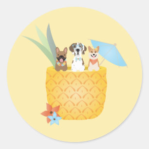 Pina Colada Pineapple Dogs Classic Round Sticker