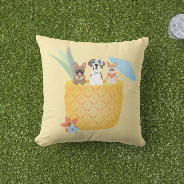 Pina Colada Pineapple Dogs Cushion (Grass)