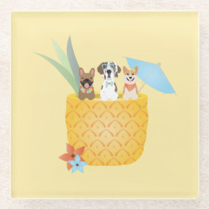 Pina Colada Pineapple Dogs Glass Coaster