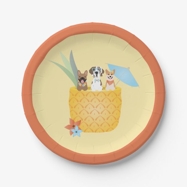 Pina Colada Pineapple Dogs Paper Plate (Front)
