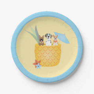 Pina Colada Pineapple Dogs Paper Plate