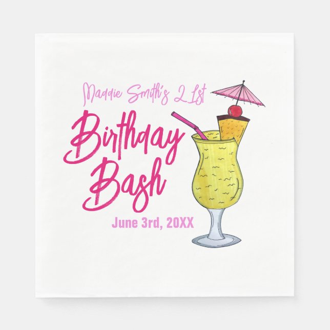 Piña Colada Puerto Rican Pineapple Cocktail Party Napkin (Front)