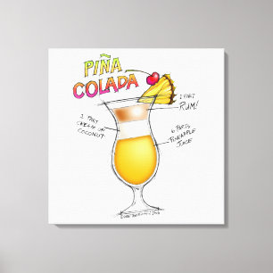 PINA COLADA RECIPE COCKTAIL ART CANVAS PRINT