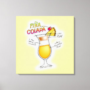 PINA COLADA RECIPE COCKTAIL ART CANVAS PRINT