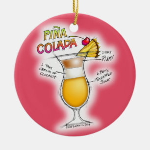 PINA COLADA RECIPE COCKTAIL ART CERAMIC TREE DECORATION