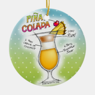 PINA COLADA RECIPE COCKTAIL ART CERAMIC TREE DECORATION
