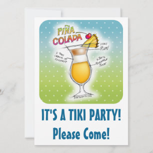 PINA COLADA RECIPE COCKTAIL ART INVITATION